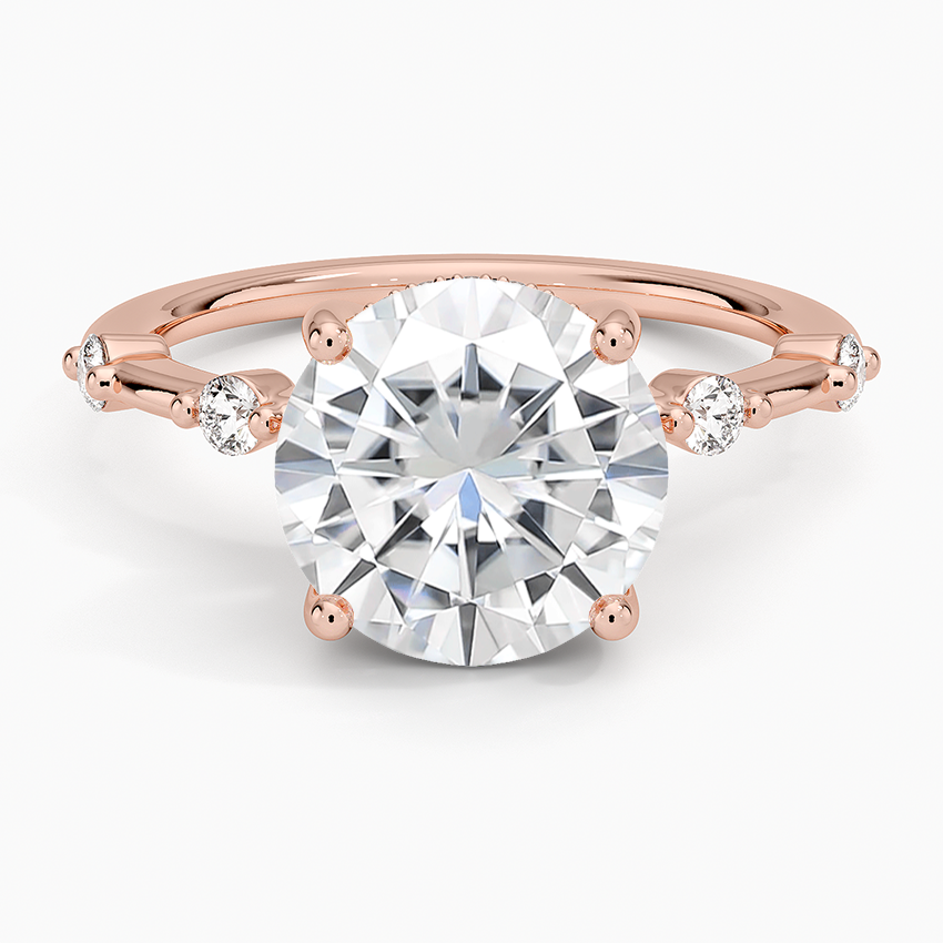 Moissanite Aimee Hidden Halo Diamond Ring in 14K Rose Gold