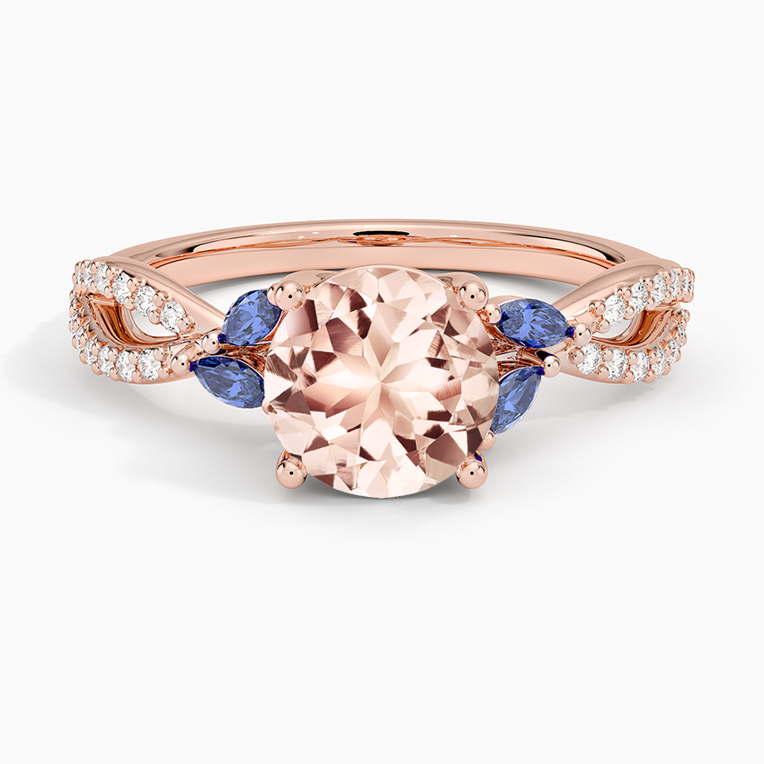 Morganite Luxe Willow Sapphire and Diamond Ring (1/8 ct. tw.) in 14K Rose Gold