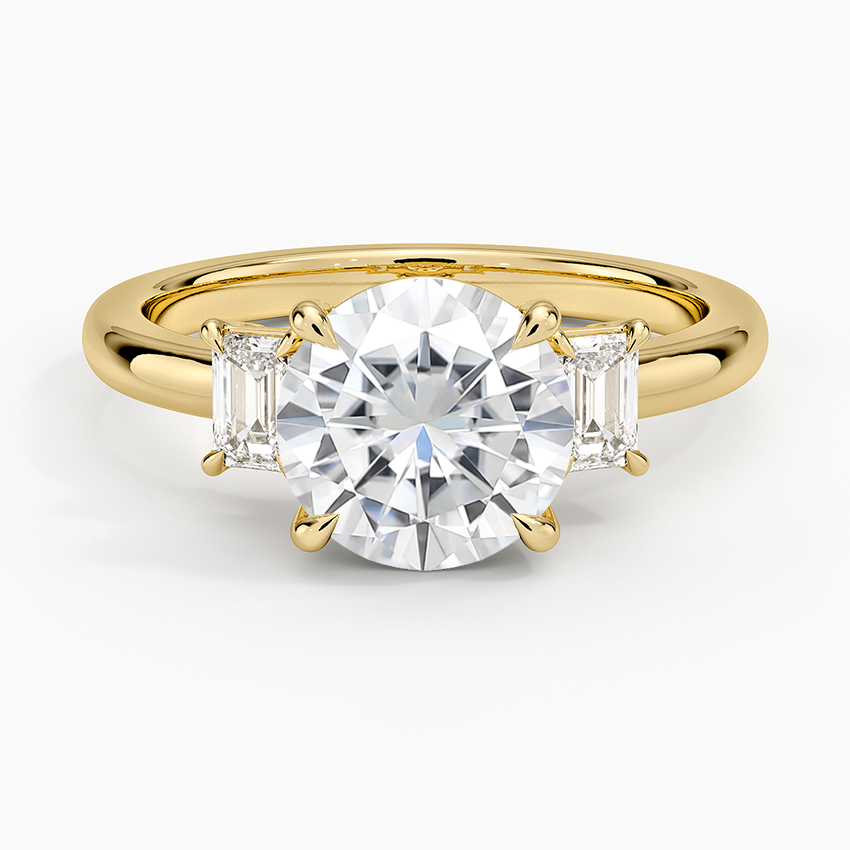 Moissanite Petite Rhiannon Three Stone Diamond Ring (1/4 ct. tw.) in 18K Yellow Gold