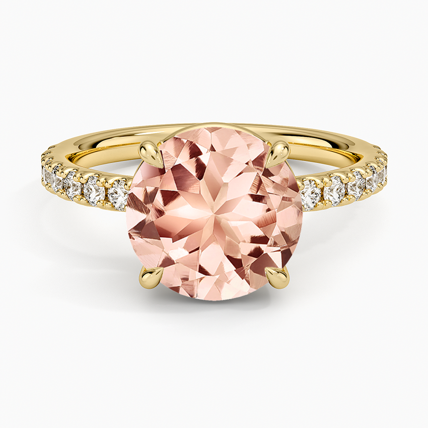 Morganite Dara Low-Profile Diamond Ring in 14K Yellow Gold