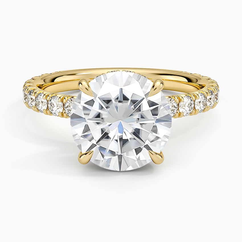 Moissanite Perfect Fit French Pavé Diamond Ring in 14K Yellow Gold