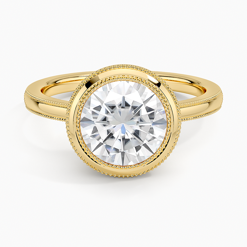 Moissanite Blair Bezel Ring in 18K Yellow Gold