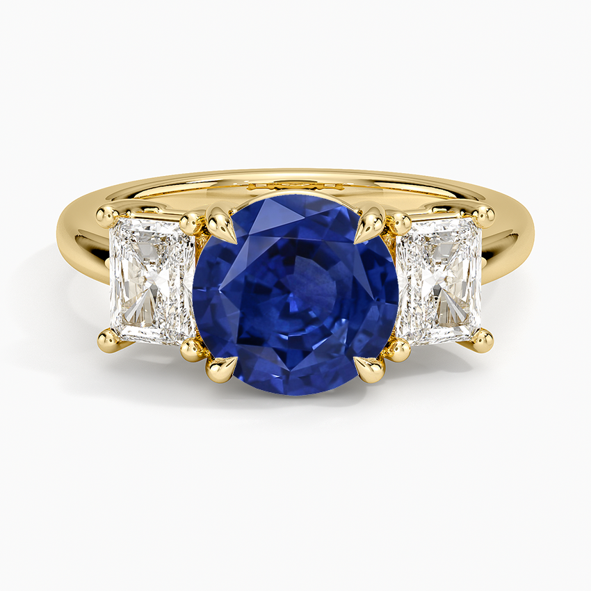 Sapphire Luxe Helena Radiant-Cut Three Stone Diamond Ring in 14K Yellow Gold