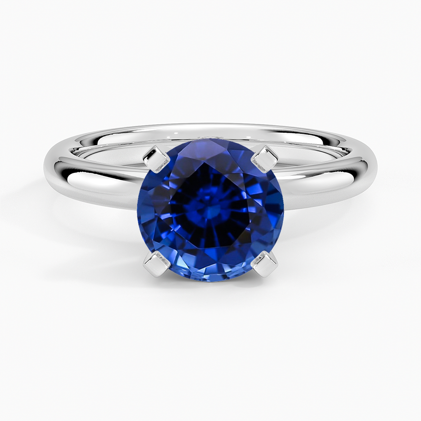 Lab Grown Sapphire Comfort Fit 2.5mm Ring in 18K White Gold