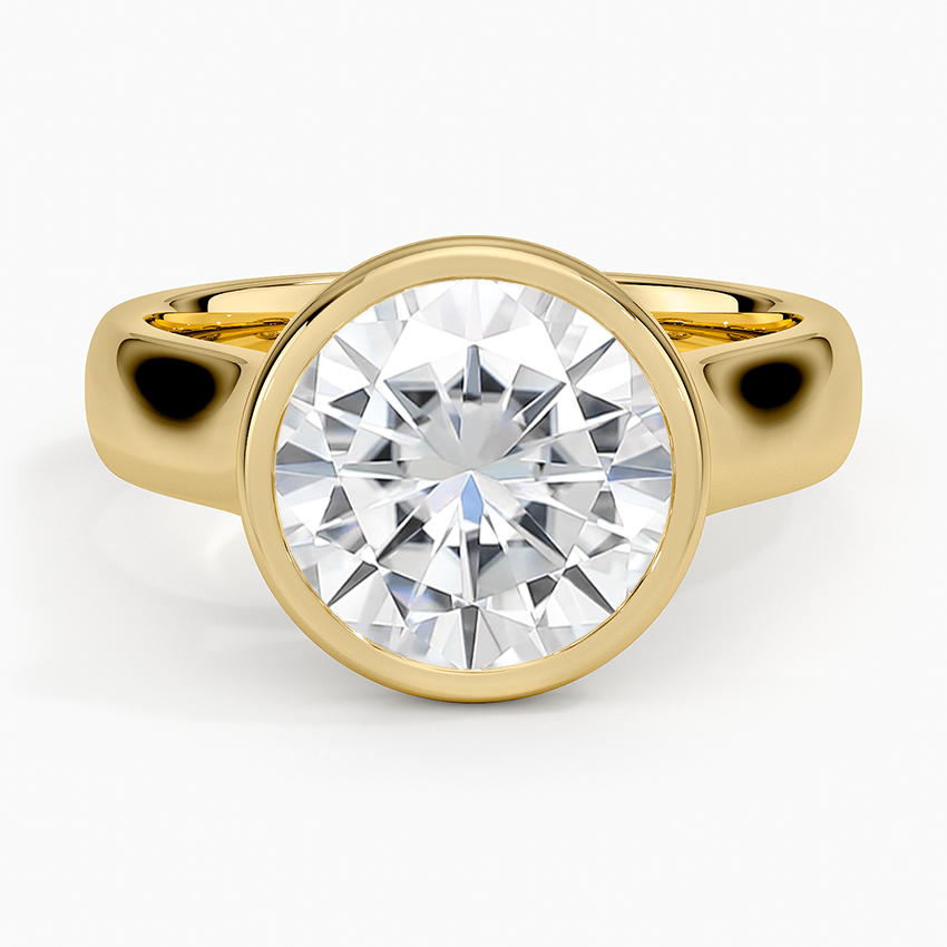 Moissanite Luna 4mm Bezel Ring in 14K Yellow Gold