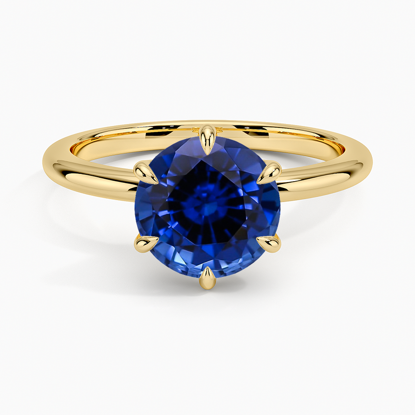 Lab Grown Sapphire Esme Hidden Halo Diamond Ring in 18K Yellow Gold