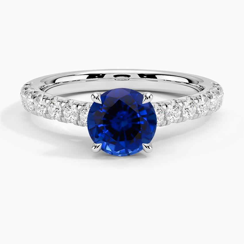 Sapphire Sienna Half Coverage Diamond Ring in 18K White Gold