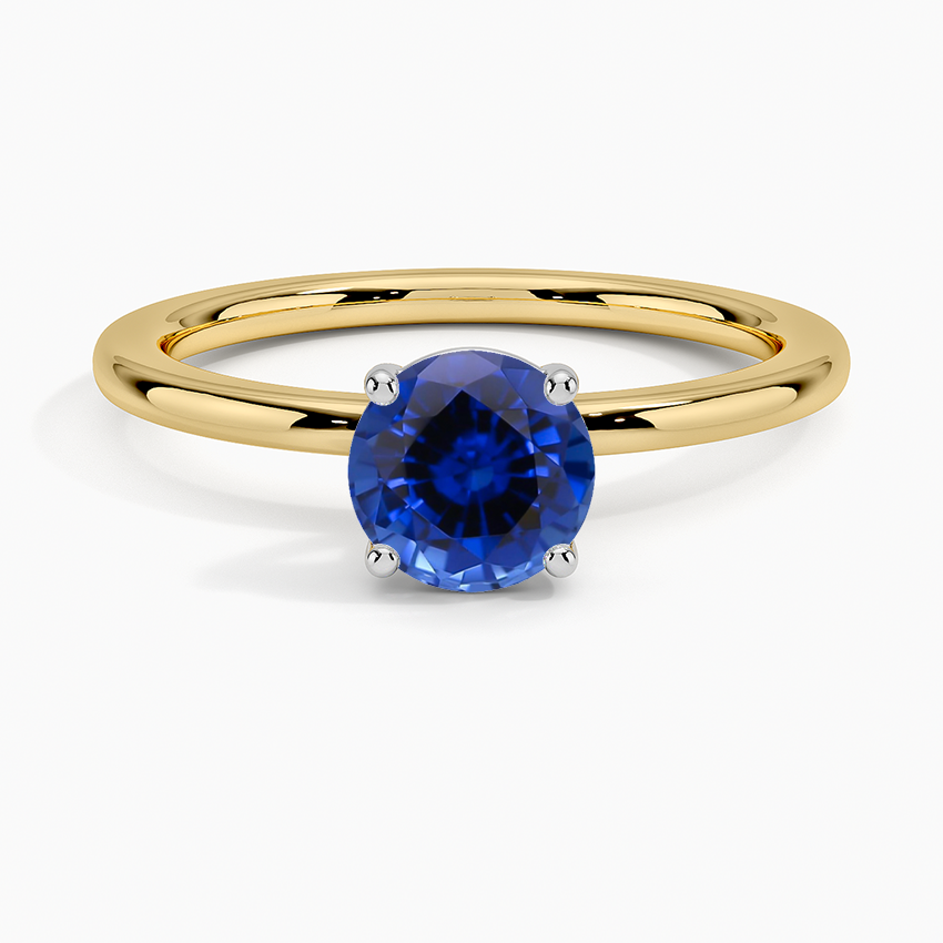 Sapphire Platinum Mixed Metal Perfect Fit Solitaire Ring in 18K Yellow Gold