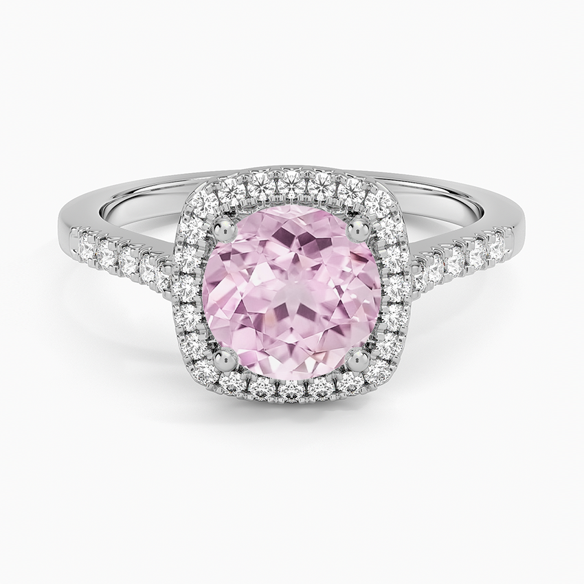 Lab Grown Sapphire Odessa Halo Diamond Ring (1/5 ct. tw.) in 14K White Gold