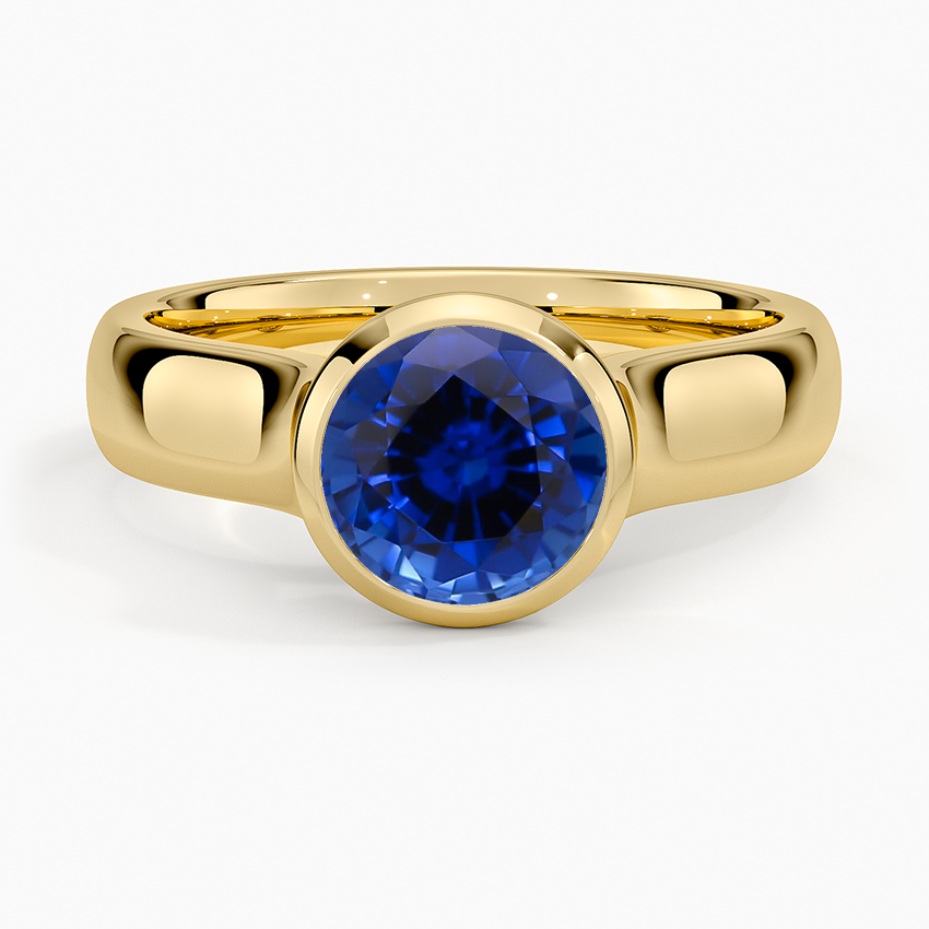 Sapphire Luna 4mm Bezel Ring in 18K Yellow Gold