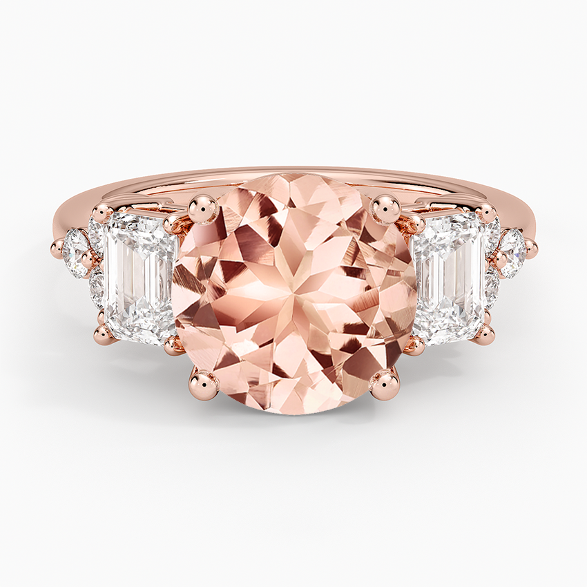 Morganite Sabine Cluster Diamond Ring (1 ct. tw.) in 14K Rose Gold