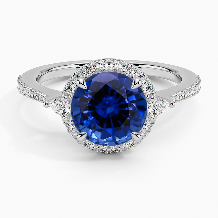 Lab Grown Sapphire Luxe Aria Halo Diamond Ring (1/4 ct. tw.) in 18K White Gold