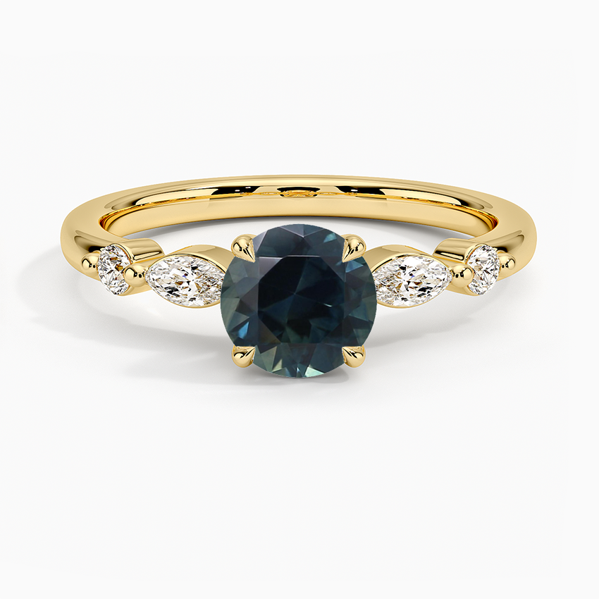 Sapphire Versailles One-Quarter Coverage Diamond Ring in 18K Yellow Gold