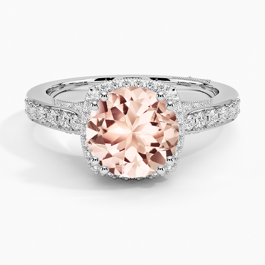 Morganite Tacori Dantela Bloom Diamond Ring in 18K White Gold