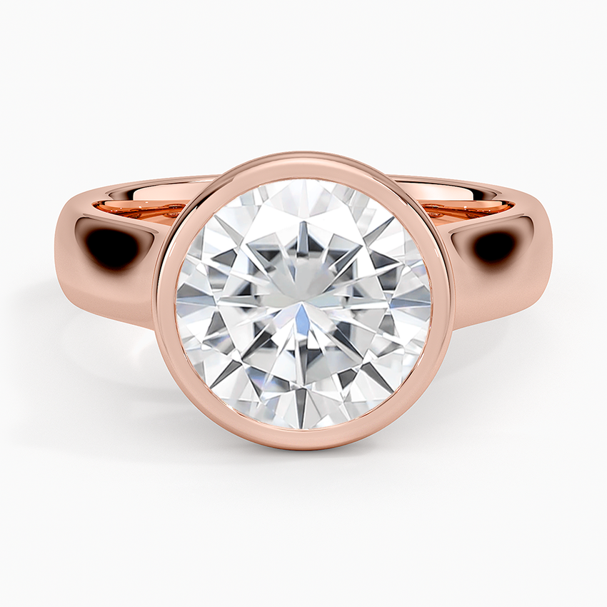 Moissanite Luna 4mm Bezel Ring in 14K Rose Gold