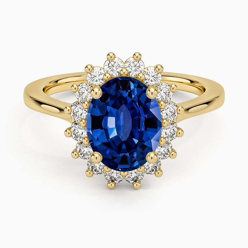 Lab Grown Sapphire Sunburst Halo Lab Diamond Ring (1/4 ct. tw.)