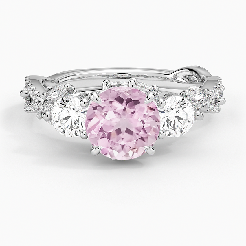 Lab Grown Sapphire Luxe Secret Garden Three Stone Diamond Ring (1 ct. tw.) in 18K White Gold