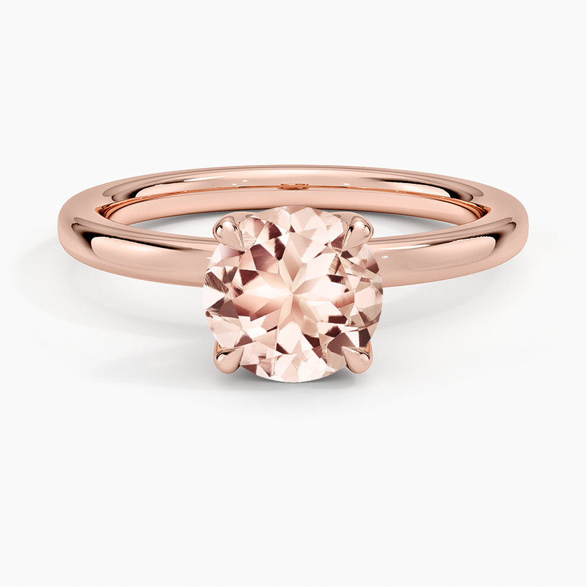 Morganite 2mm Petite Elodie Perfect Fit Solitaire Ring in 14K Rose Gold