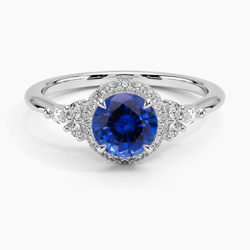 Sapphire Nadia Halo Diamond Ring (1/4 ct. tw.) in 18K White Gold