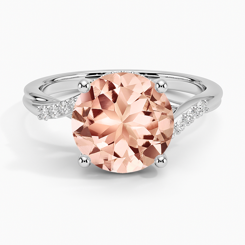 Morganite Chamise Hidden Halo Diamond Ring in 14K White Gold