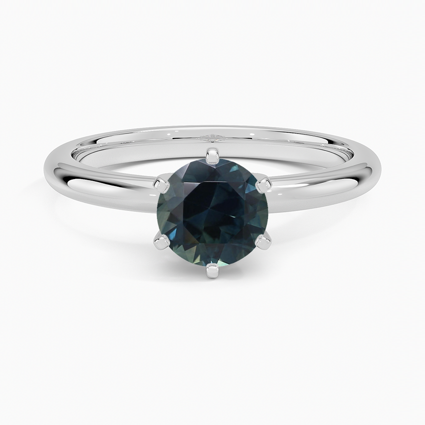 Sapphire Comfort Fit 2mm Six-Prong Solitaire Ring in 18K White Gold