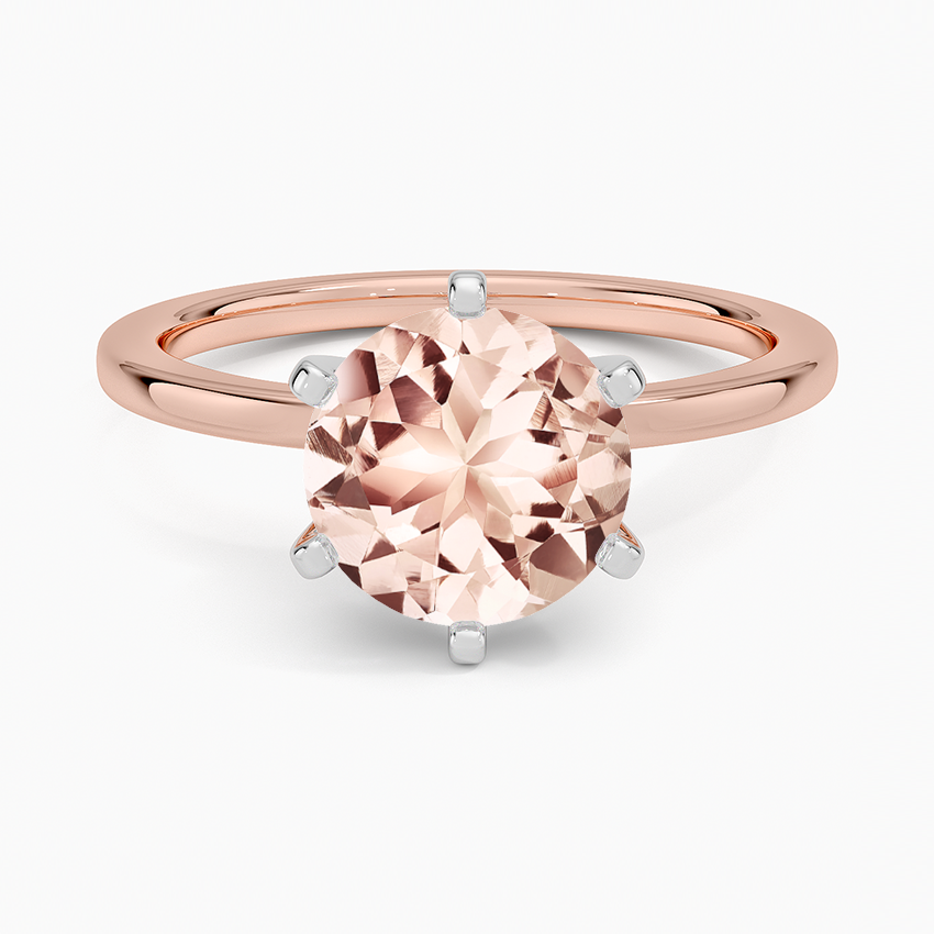 Morganite Six-Prong Petite Comfort Fit 1.5mm Solitaire Ring in 14K Rose Gold