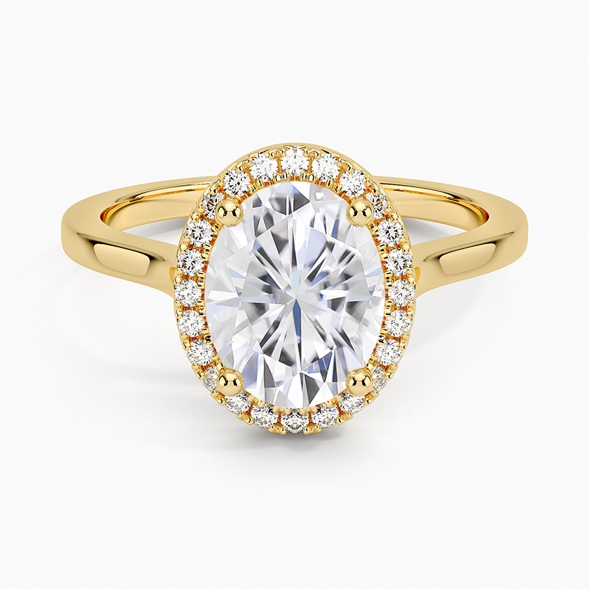 Moissanite French Halo Diamond Ring in 18K Yellow Gold