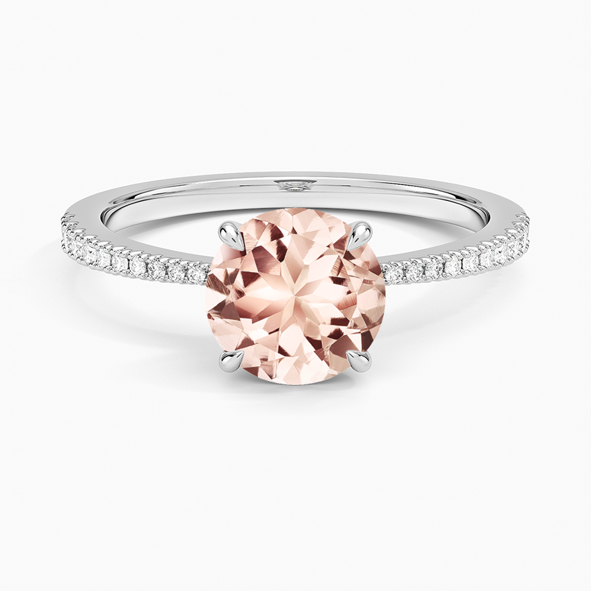 Morganite Elena Diamond Ring in 14K White Gold