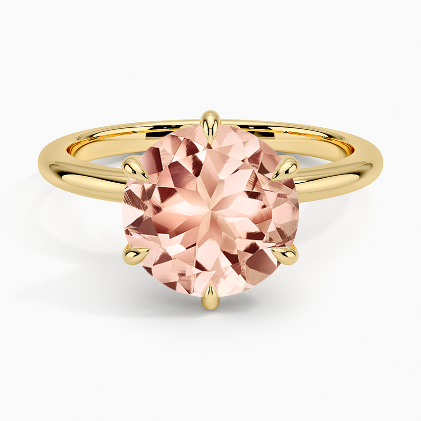 Morganite Esme Hidden Halo Diamond Ring in 14K Yellow Gold