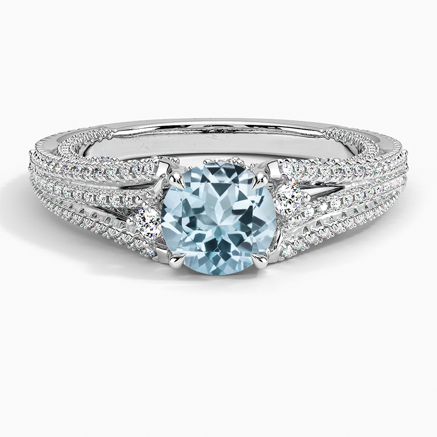 Aquamarine Sincelo Diamond Ring (3/4 ct. tw.) in 18K White Gold