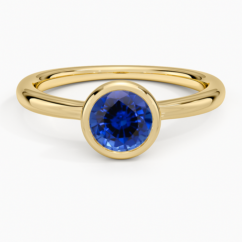 Sapphire Freesia Bezel Solitaire Ring in 18K Yellow Gold