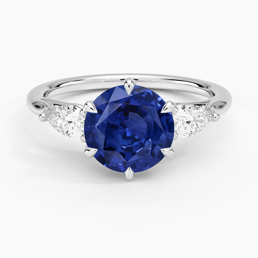Sapphire Luxe Delilah Three Stone Pear Diamond Ring in 14K White Gold