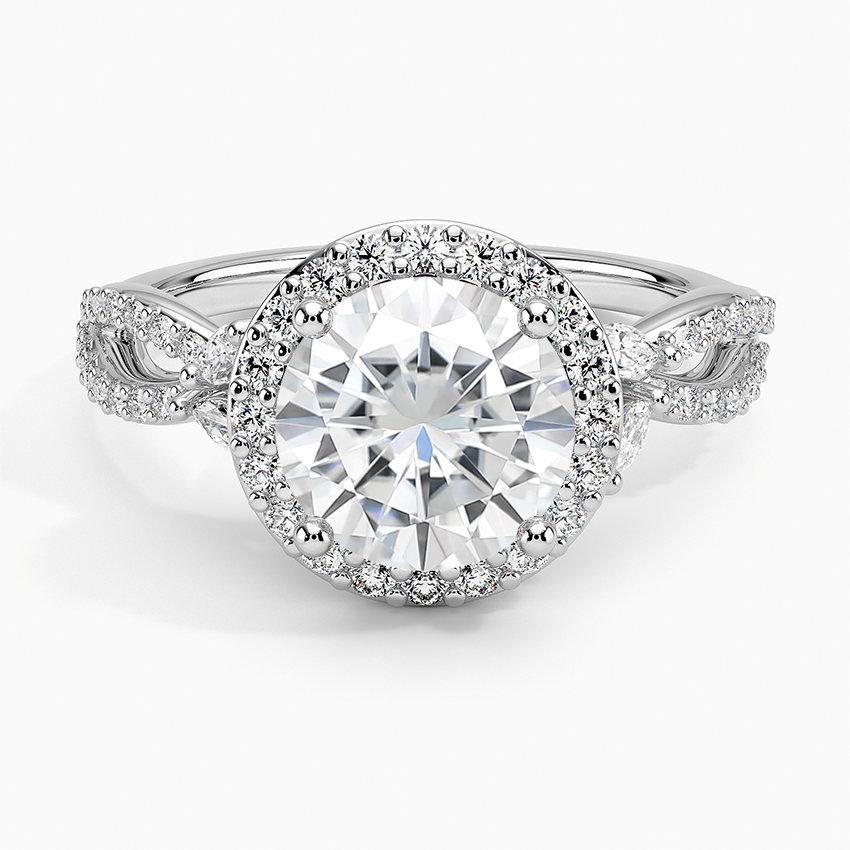 Moissanite Luxe Willow Halo Diamond Ring (2/5 ct. tw.) in 18K White Gold
