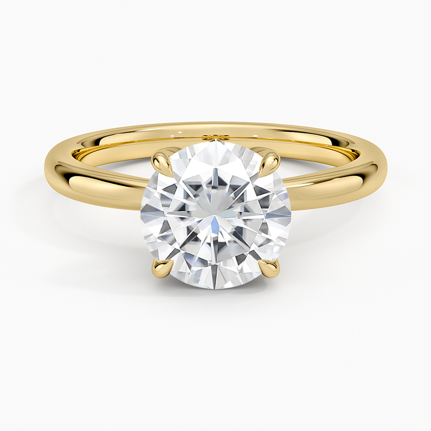Moissanite Petal 2mm Solitaire Ring in 18K Yellow Gold
