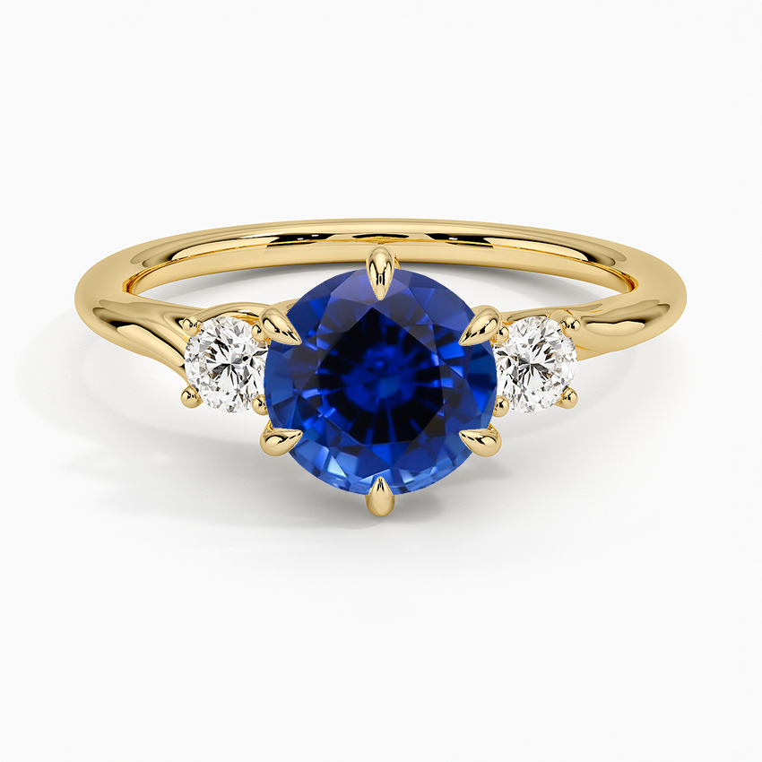 Sapphire Delilah Three Stone Diamond Ring in 18K Yellow Gold
