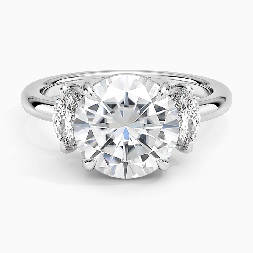 Moissanite Sasha Three Stone Marquise Diamond Ring (1/3 ct. tw.) in 14K White Gold