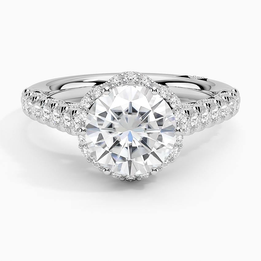 Moissanite Tacori Petite Crescent Classic Bloom Diamond Ring in 18K White Gold