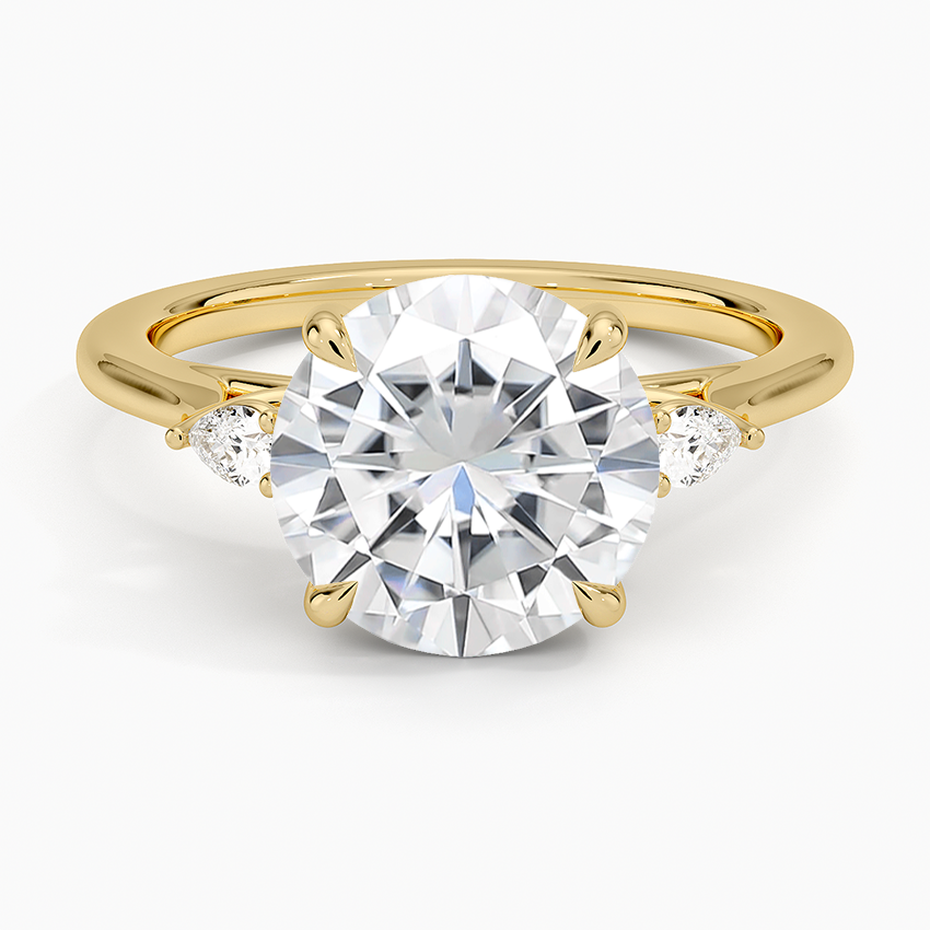 Moissanite Aria Perfect Fit Three Stone Diamond Ring in 14K Yellow Gold
