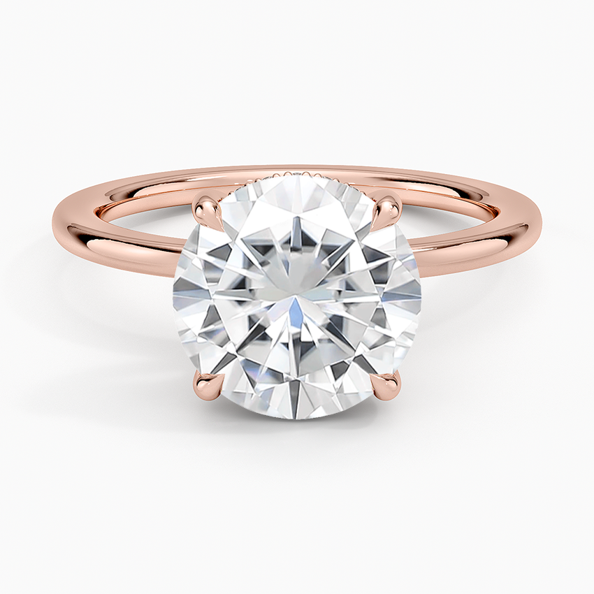 Moissanite Audrey Perfect Fit Hidden Halo 1.4mm Diamond Ring in 14K Rose Gold