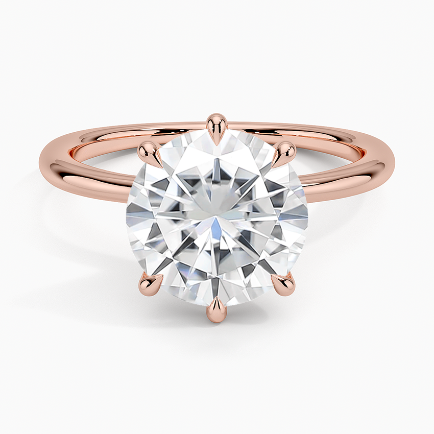 Moissanite Freesia Six-Prong Solitaire Ring in 14K Rose Gold