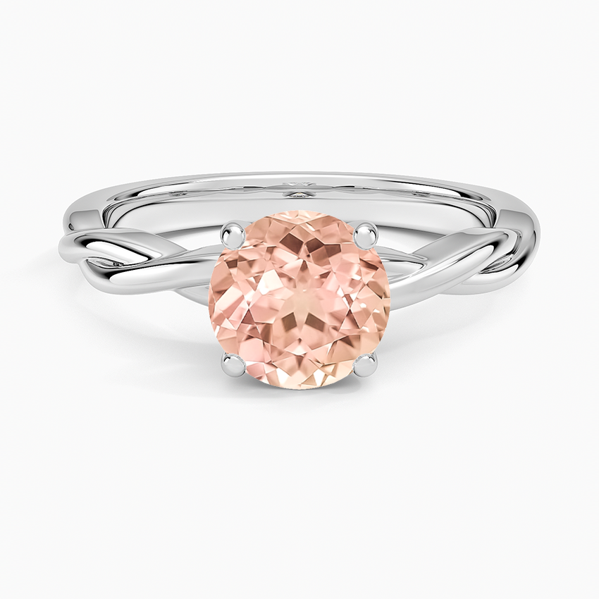 Lab Grown Sapphire Twisted Vine Solitaire Ring in 14K White Gold