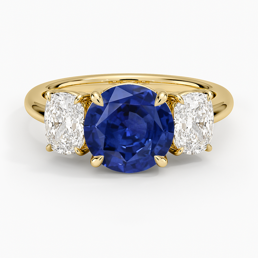 Sapphire Luxe Faye Elongated Cushion Three Stone Diamond Ring (1 ct. tw.) in 14K Yellow Gold