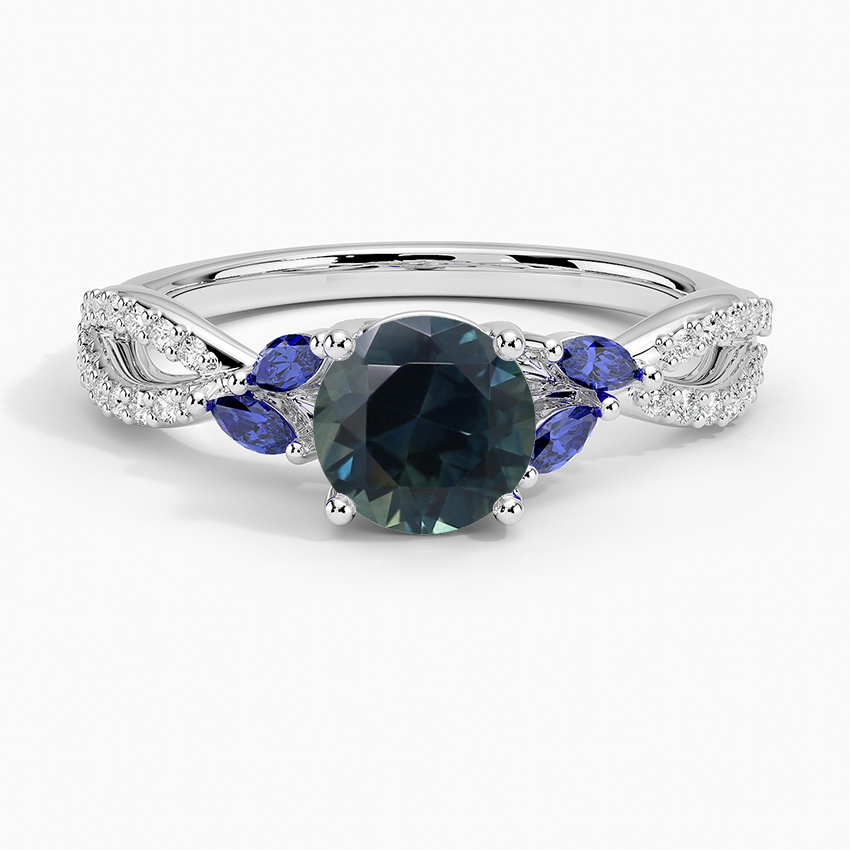 Sapphire Luxe Willow Sapphire and Diamond Ring (1/8 ct. tw.) in 18K White Gold