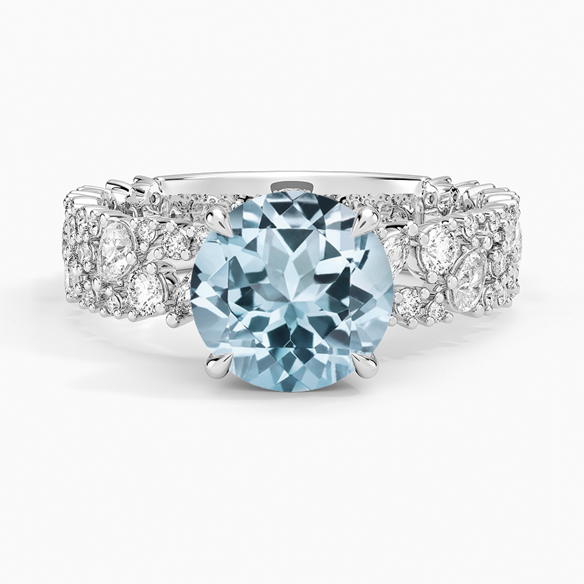 Aquamarine Glacé Diamond Ring (3/4 ct. tw.) in 14K White Gold