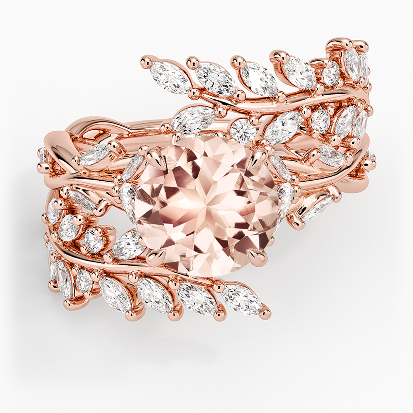 Morganite Secret Garden Wrap Diamond Ring in 14K Rose Gold