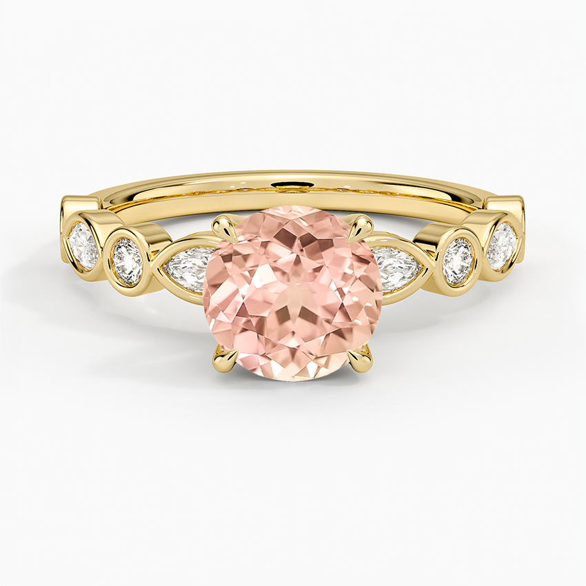 Lab Grown Sapphire Versailles Bezel Diamond Ring in 18K Yellow Gold