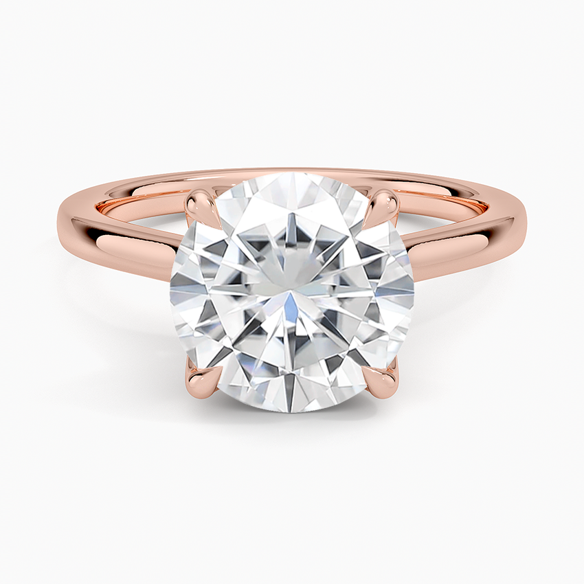 Moissanite Elodie Cathedral Solitaire Ring in 14K Rose Gold