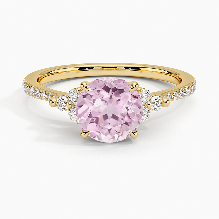 Lab Grown Sapphire Melody Pavé Diamond Ring in 18K Yellow Gold
