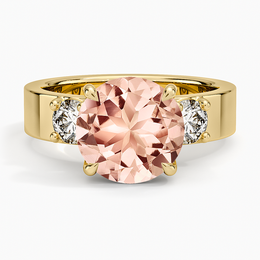 Morganite Peyton Three Stone Diamond Ring (1/2 ct. tw.) in 14K Yellow Gold