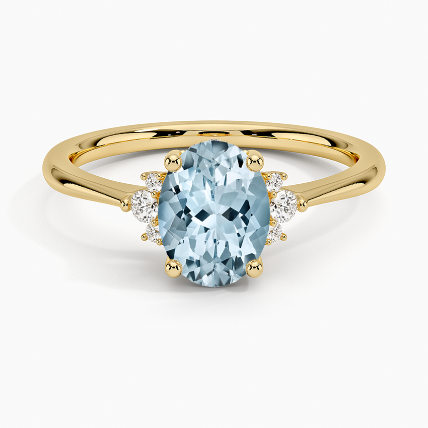 Aquamarine Colleen Hidden Halo Diamond Ring in 18K Yellow Gold